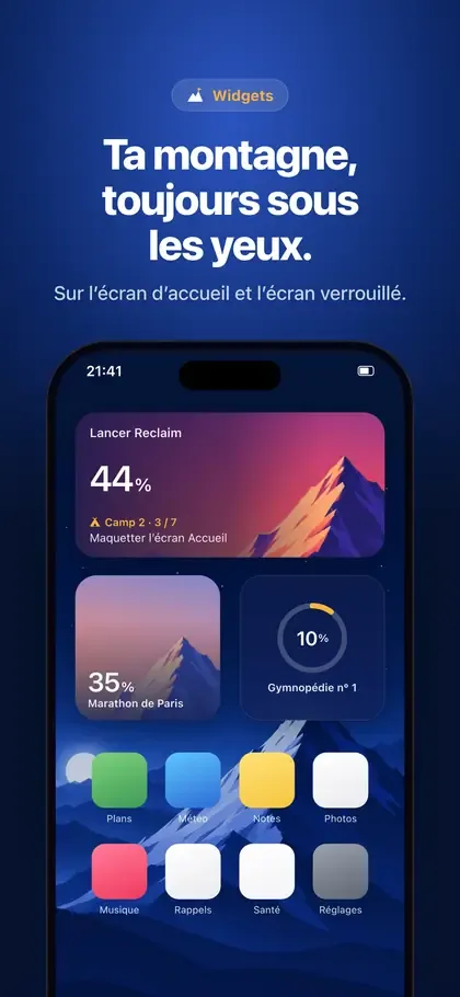Reclaim : widgets sur l'écran d'accueil